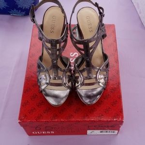 Guess Beautify 2 Pewter Platform Heels